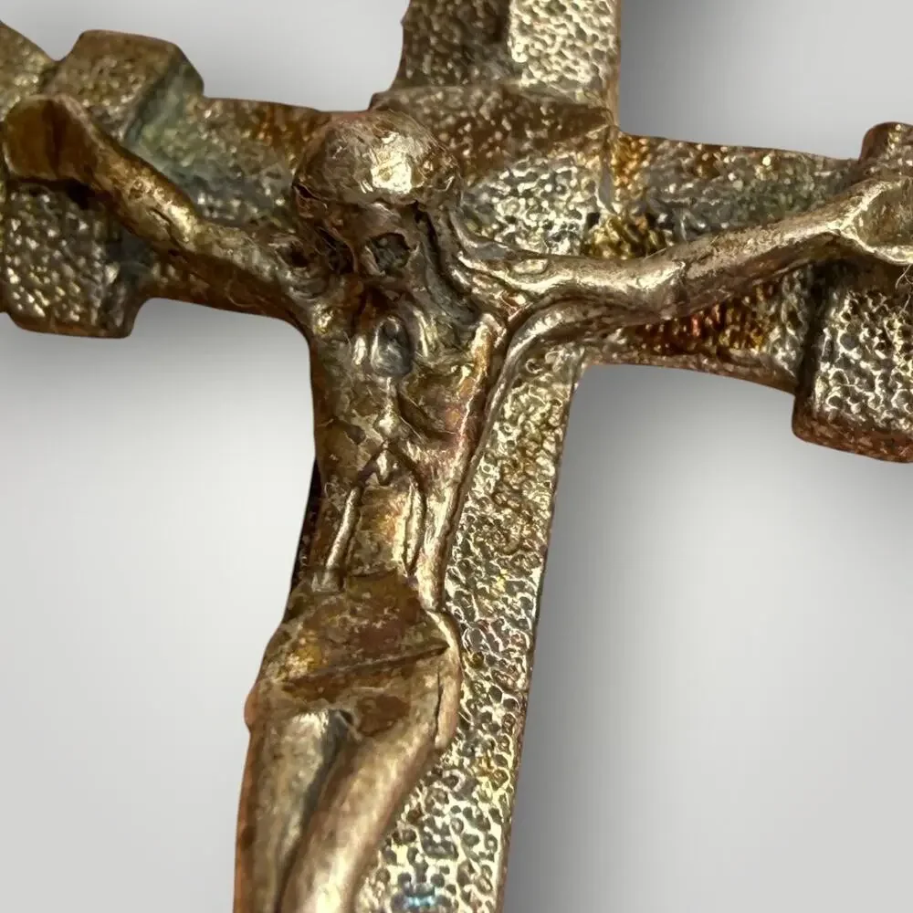Vintage 925 Sterling Silver Crucifix Cross Pendant Fleur De Lis